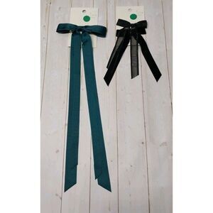 2 Pack A New Day Hair Bow Barrettes Green, Black Velvet Brand New READ DESCRIPTI